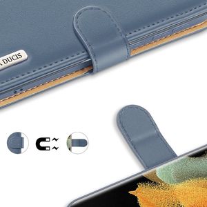 Hurtel Dux Ducis Hivo skórzane etui z klapką pokrowiec ze skóry naturalnej portfel na karty i dokumenty Samsung Galaxy S21 Ultra 5G niebieski 6