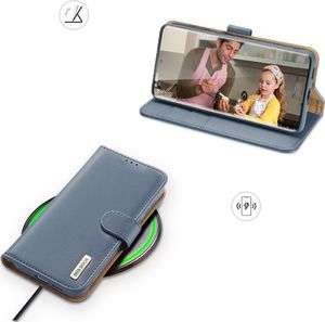 Hurtel Dux Ducis Hivo skórzane etui z klapką pokrowiec ze skóry naturalnej portfel na karty i dokumenty Samsung Galaxy S21 Ultra 5G niebieski 7