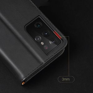 Hurtel Dux Ducis Hivo skórzane etui z klapką pokrowiec ze skóry naturalnej portfel na karty i dokumenty Samsung Galaxy S21 Ultra 5G czerwony 18