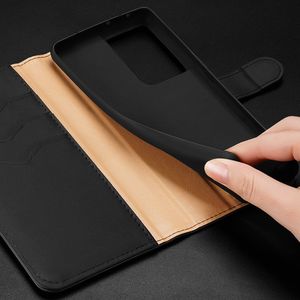 Hurtel Dux Ducis Hivo skórzane etui z klapką pokrowiec ze skóry naturalnej portfel na karty i dokumenty Samsung Galaxy S21 Ultra 5G czerwony 20