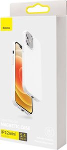 Hurtel Baseus Liquid Silica Gel Magnetic Case elastyczne silikonowe etui pokrowiec iPhone 12 mini biały (WIAPIPH54N-YC02) (kompatybilny z MagSafe) 5