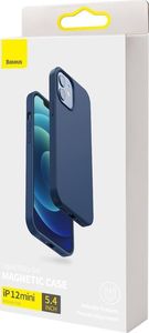 Hurtel Baseus Liquid Silica Gel Magnetic Case elastyczne silikonowe etui pokrowiec iPhone 12 mini niebieski (WIAPIPH54N-YC03) (kompatybilny z MagSafe) 5
