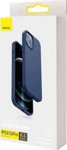 Hurtel Baseus Liquid Silica Gel Magnetic Case elastyczne silikonowe etui pokrowiec iPhone 12 Pro / iPhone 12 niebieski (WIAPIPH61P-YC03) (kompatybilny z MagSafe) 5