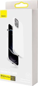 Hurtel Baseus Liquid Silica Gel Magnetic Case elastyczne silikonowe etui pokrowiec iPhone 12 Pro Max biały (WIAPIPH67N-YC02) (kompatybilny z MagSafe) 5