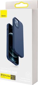 Hurtel Baseus Liquid Silica Gel Magnetic Case elastyczne silikonowe etui pokrowiec iPhone 12 Pro Max niebieski (WIAPIPH67N-YC03) (kompatybilny z MagSafe) 5