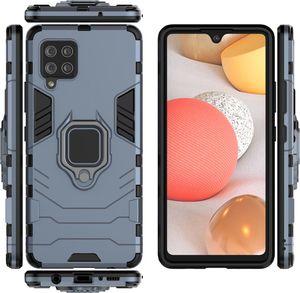 Hurtel Ring Armor pancerne hybrydowe etui pokrowiec + magnetyczny uchwyt Samsung Galaxy A42 5G niebieski 3