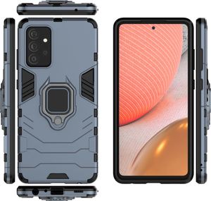Hurtel Ring Armor pancerne hybrydowe etui pokrowiec + magnetyczny uchwyt Samsung Galaxy A72 4G niebieski 3