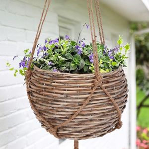 Home Styling Collection Doniczka osłonka WISZĄCA wiklinowa pleciona kwietnik wiszący BOHO na roślinę kwiat 30 cm 2