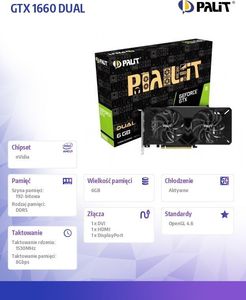 Karta graficzna Palit GeForce GTX 1660 Dual 6GB GDDR5 (NE51660018J9-1161C) 10