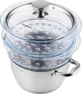 Florina GARNEK DO GOTOWANIA NA PARZE SATINA 20CM INOX 3-ELEM. (GARNEK 2,5L, 2X SZKLANY PARNIK 1,9L, POKRYWKA) 4