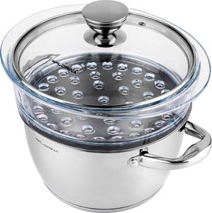 Florina GARNEK DO GOTOWANIA NA PARZE SATINA 20CM INOX 3-ELEM. (GARNEK 2,5L, SZKLANY PARNIK 1,9L, POKRYWKA) 3