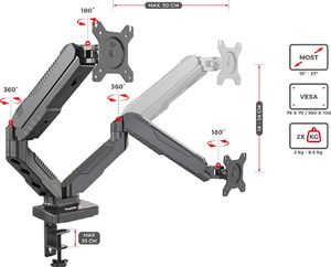 Huzaro Uchwyt biurkowy na monitor 15" - 27" Motion 2.3 15