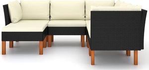 vidaXL 6-cz. zestaw wypoczynkowy do ogrodu, poduszki, rattan PE czarny 4