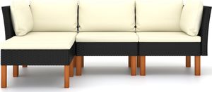 vidaXL 4-cz. zestaw wypoczynkowy do ogrodu, poduszki, czarny rattan PE 2