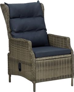 vidaXL Rozkładane krzesło ogrodowe z poduszkami, brązowy polirattan 1