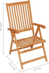 vidaXL Rozkładane krzesła ogrodowe, 8 szt., lite drewno tekowe 5