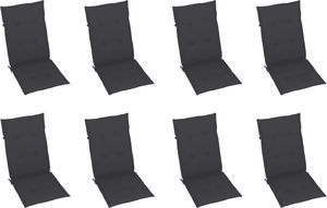 vidaXL Rozkładane krzesła ogrodowe z poduszkami, 8 szt., drewno tekowe 6