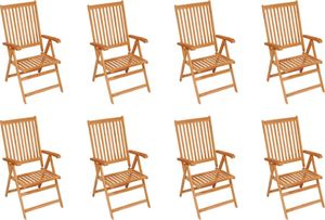 vidaXL Rozkładane krzesła ogrodowe z poduszkami, 8 szt., drewno tekowe 2
