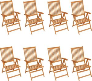 vidaXL Rozkładane krzesła ogrodowe z poduszkami, 8 szt., drewno tekowe 2