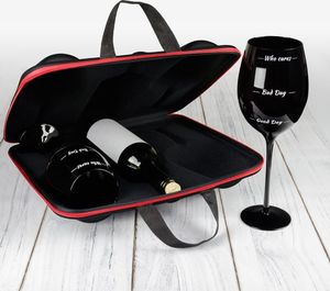 diVinto Etui na wino z kieliszkami Who cares Black 4