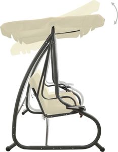 vidaXL Huśtawka ogrodowa z baldachimem, piaskowa 5