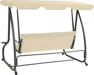 vidaXL Huśtawka ogrodowa z baldachimem, piaskowa 6