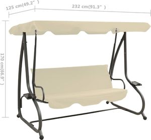 vidaXL Huśtawka ogrodowa z baldachimem, piaskowa 8