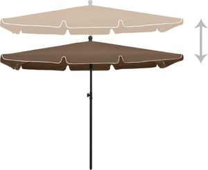 vidaXL Parasol ogrodowy na słupku, 210x140 cm, kolor taupe 4