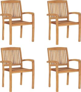 vidaXL Sztaplowane krzesła ogrodowe z poduszkami, 4 szt., tekowe 2