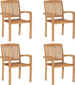vidaXL Sztaplowane krzesła ogrodowe, 4 szt., lite drewno tekowe 1