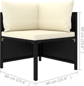 vidaXL 2-osobowa sofa ogrodowa z poduszkami, polirattan, czarna 2