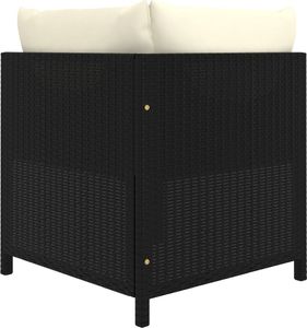 vidaXL 2-osobowa sofa ogrodowa z poduszkami, polirattan, czarna 5