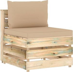 vidaXL Moduł sofy środkowej z poduszkami, impregnowane drewno, beżowy 1