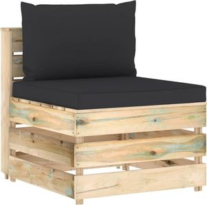 vidaXL Moduł sofy środkowej z poduszkami, impregnowane drewno, czarny 1