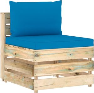 vidaXL Moduł sofy środkowej z poduszkami, impregnowane drewno, jasnoniebieski 1