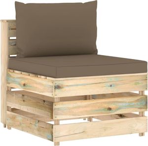 vidaXL Moduł sofy środkowej z poduszkami, impregnowane drewno, brązowy 1