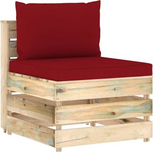 vidaXL Moduł sofy środkowej z poduszkami, impregnowane drewno, bordowy 1
