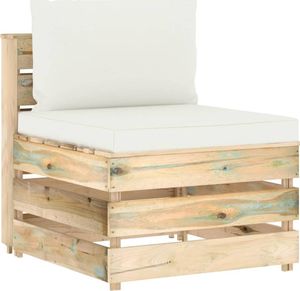 vidaXL Moduł sofy środkowej z poduszkami, impregnowane drewno biały 1