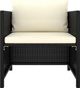vidaXL Fotel ogrodowy z poduszkami, rattan PE, czarny 2