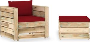vidaXL 2-cz. zestaw wypoczynkowy do ogrodu z poduszkami, drewniany 1