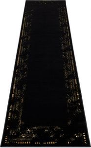 Dywany Łuszczów Dywan, Chodnik GLOSS nowoczesny 408C 86 Ramka stylowy, glamour, art deco czarny / złoty, 70x250 cm 1