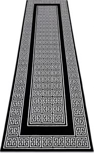 Dywany Łuszczów Dywan, Chodnik GLOSS nowoczesny 6776 85 stylowy, ramka, grecki czarny / kość słoniowa, 60x300 cm 1