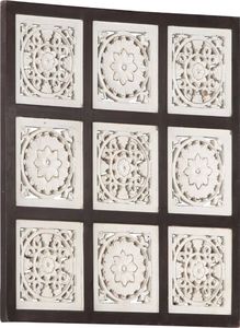 vidaXL Ręcznie rzeźbiony panel ścienny, MDF, 60x60x1,5 cm, brąz i biel 1