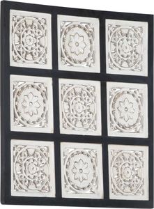 vidaXL Ręcznie rzeźbiony panel ścienny, MDF, 60x60x1,5cm, czarno-biały 1