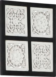 vidaXL Ręcznie rzeźbiony panel ścienny, MDF, 40x40x1,5cm, czarno-biały 1