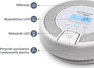X-SENSE Czujnik - detektor czadu tlenku węgla LCD CO03D X-SENSE uniw 6