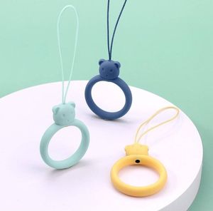 Hurtel Silikonowa smycz do telefonu zawieszka miś niedźwiadek ring na palec ciemnoniebieski 14