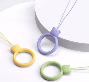 Hurtel Silikonowa smycz do telefonu zawieszka miś niedźwiadek ring na palec ciemnoniebieski 3