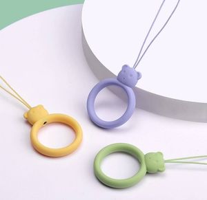 Hurtel Silikonowa smycz do telefonu zawieszka miś niedźwiadek ring na palec ciemnoniebieski 10