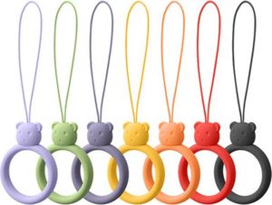 Hurtel Silikonowa smycz do telefonu zawieszka miś niedźwiadek ring na palec pomarańczowy 11